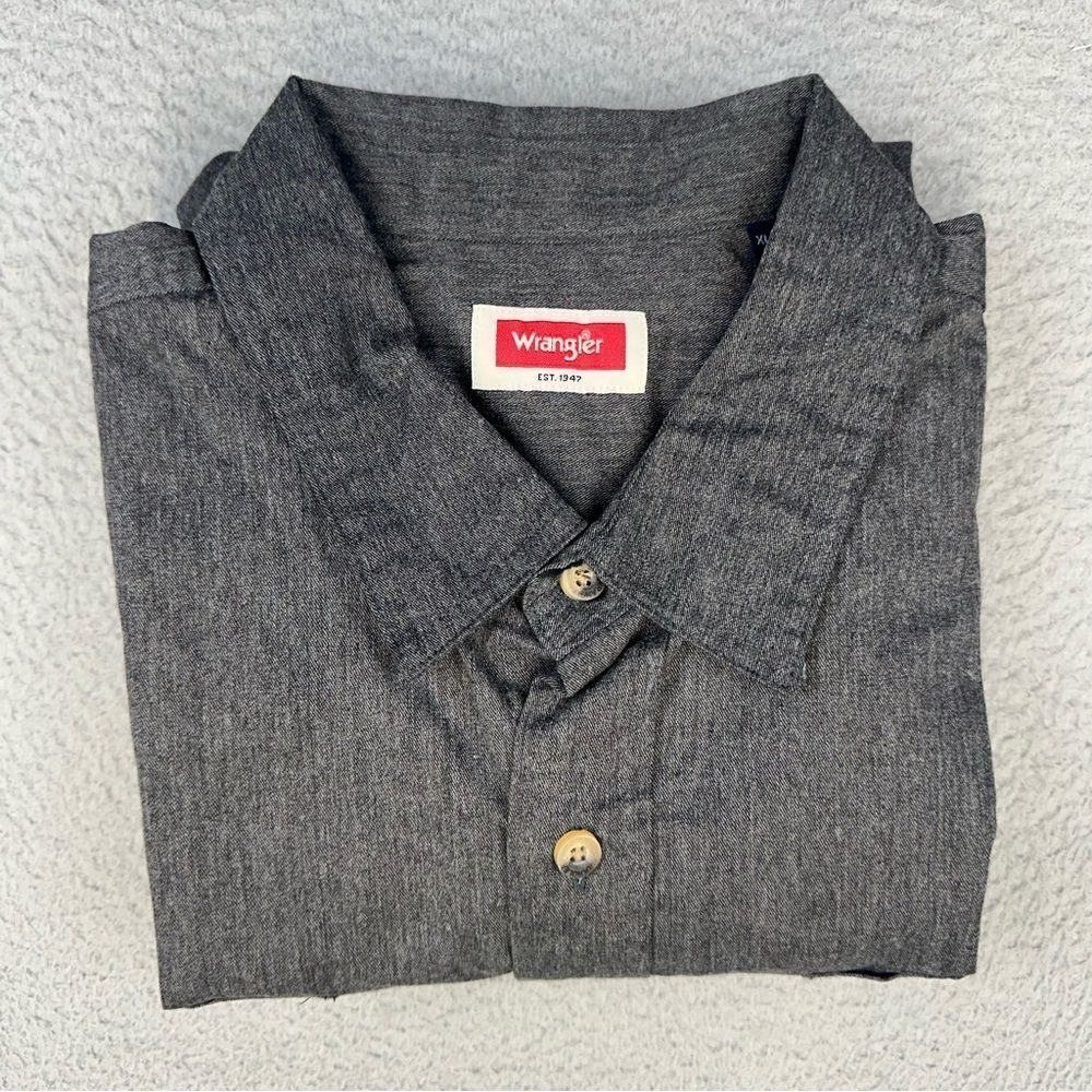 Wrangler Mens‎ XL Gray Soft Stretch Western Outdoor Button Up Shirt Long Sleeve